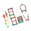Bird Parakeet Toys Swing Hanging Standing Chewing Toy Hammock Climbing Ladder Bird Cage Colorful