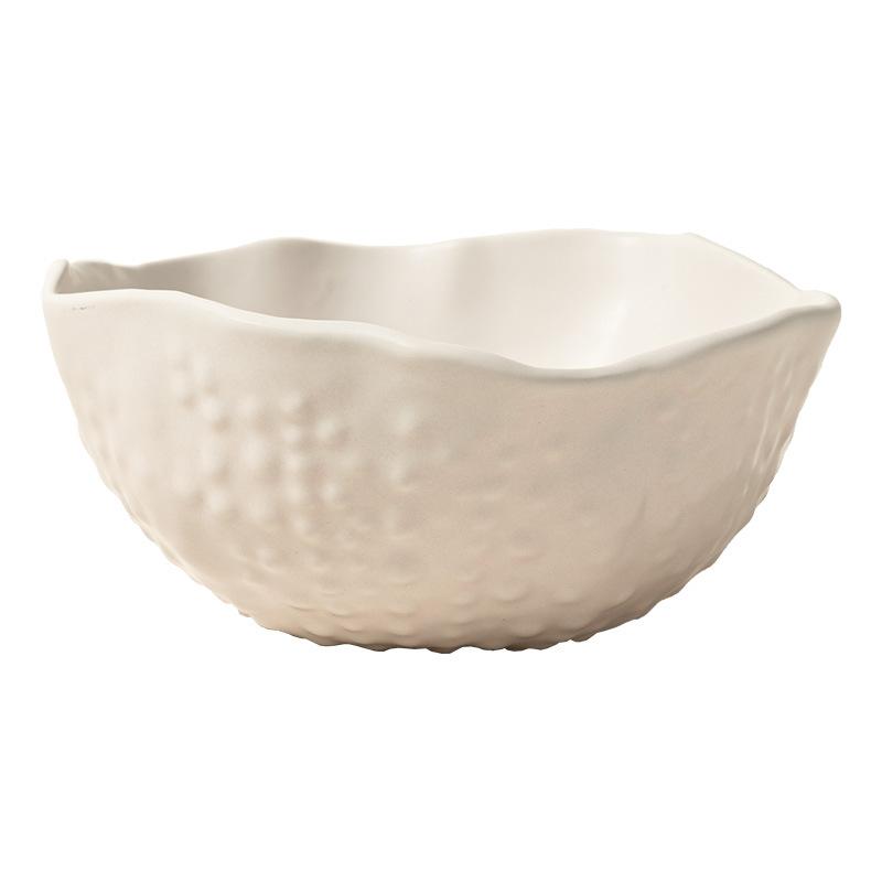 Minimalist Irregular Bowl Household Noodle Bowl Solid Color Tableware Bowl Floating Beads Ceramic Bowl Creative Special-Shaped Bowl Salad Bowl