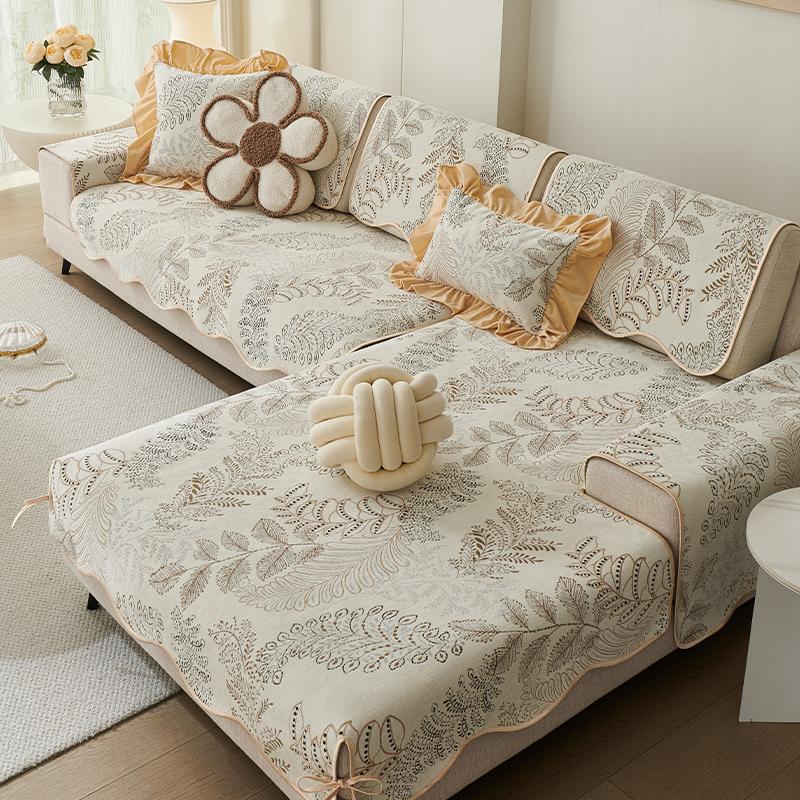 Living Room Sofas Non-slip Flowers Chenille Sofa Cushion Couch Covers Mat Slipcover Funda Sofa Mats