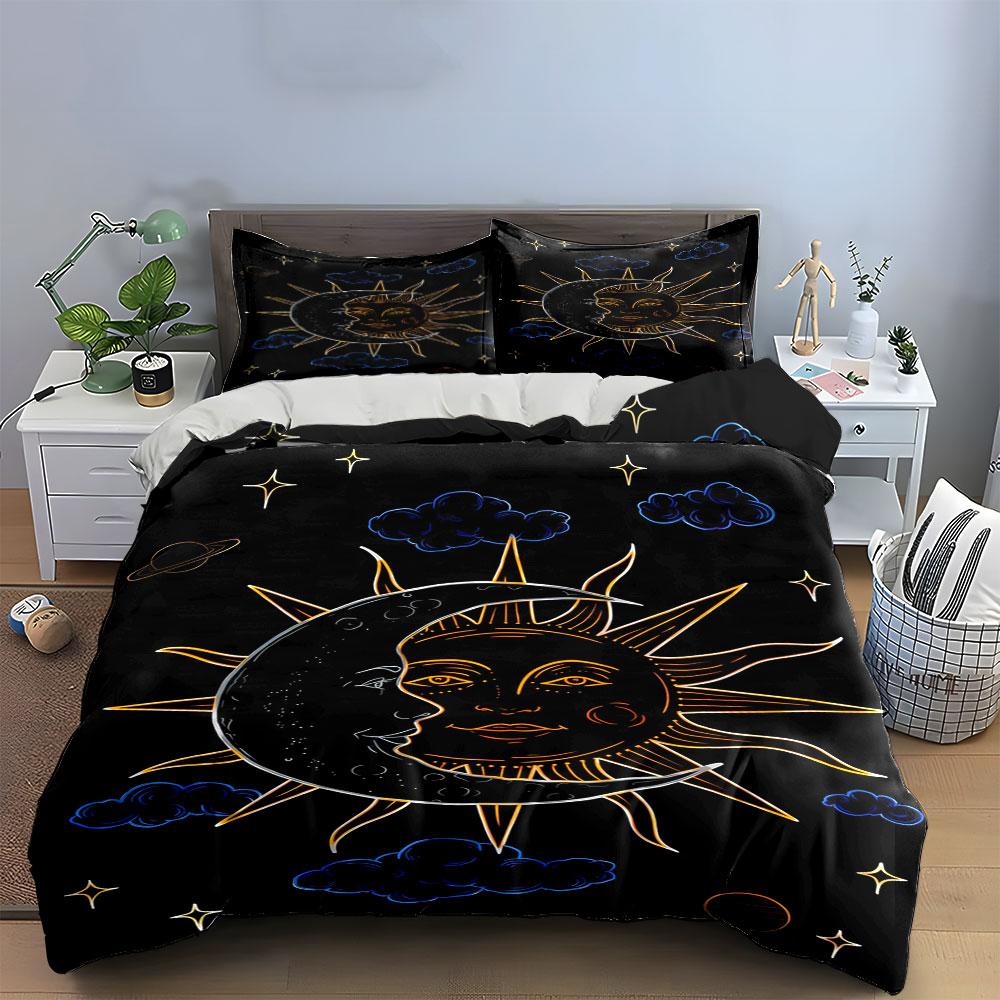 Sun, moon, stars, clouds. Bedding sets Duvet cover sets Duvet covers Pillowcases(1*Duvet Cover 2*Pillowcases without duvet insert)