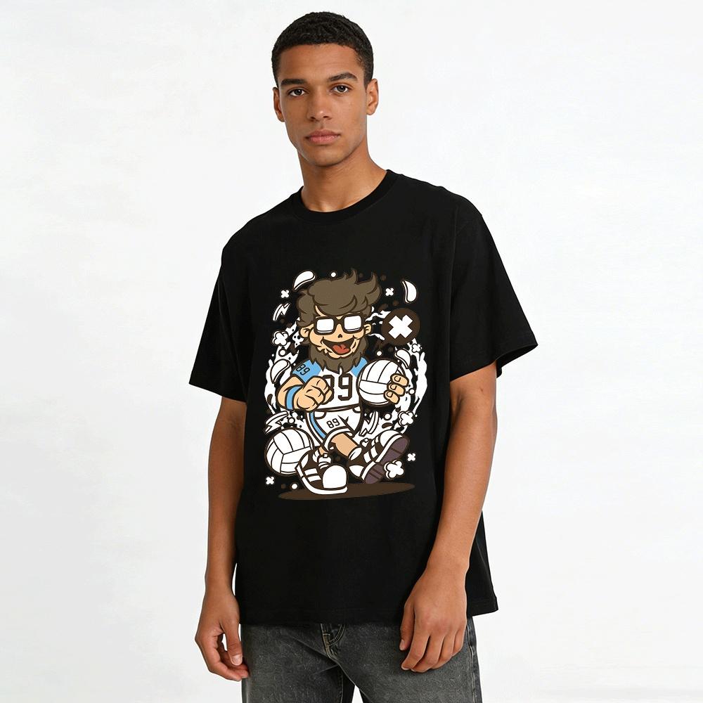 Volleyball Bearded Guy Graphic Casual Sports Tee For Teens Adults Pure cotton T-shirt
