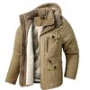 Pánská bavlněná bunda s kapucí, jehněčí fleece, velká velikost S, zesílená Vícenásobná kapsa Bavlněný top ležérní kabát střední délky