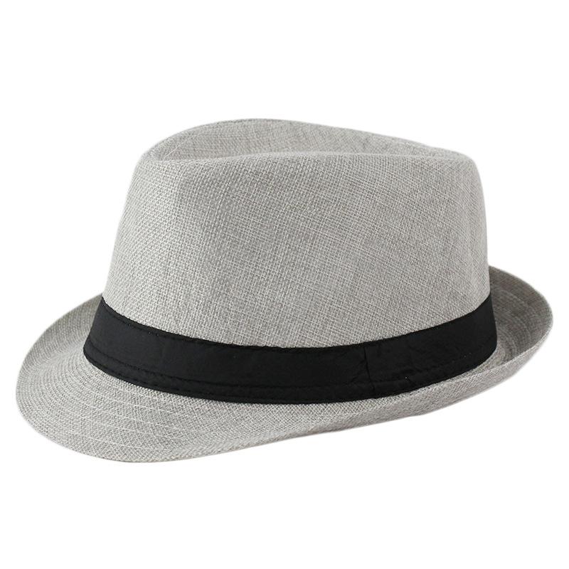 Cappelli Fedora Estivi per Uomo Mezza Età Cappellino Lino Panama Monocolore Jazz Cappello Cowboy Uomo Donna Festa Britannica Cappello da Sole