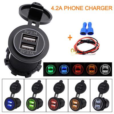 12V Feuerzeug 4.2a Dual USB Feuerzeugbuchse Auto Steckdose Splitter Wasserdicht USB Ladegerät Auto Steckdose Splitter