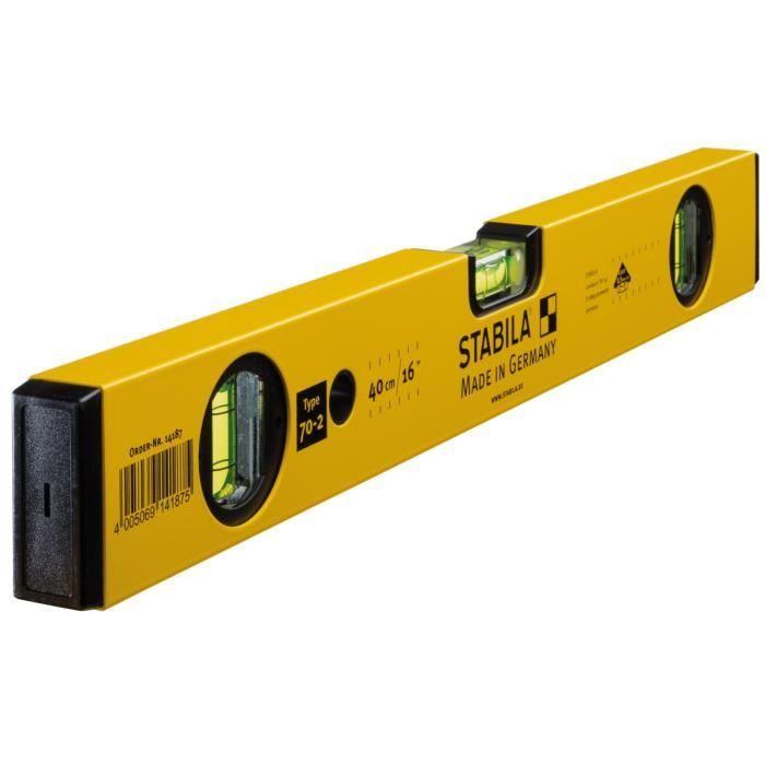 Niveau à bulle - STABILA - Type 70-2 - 40 cm - Aluminium - 1H+2V (précision 0,5 mm/m)