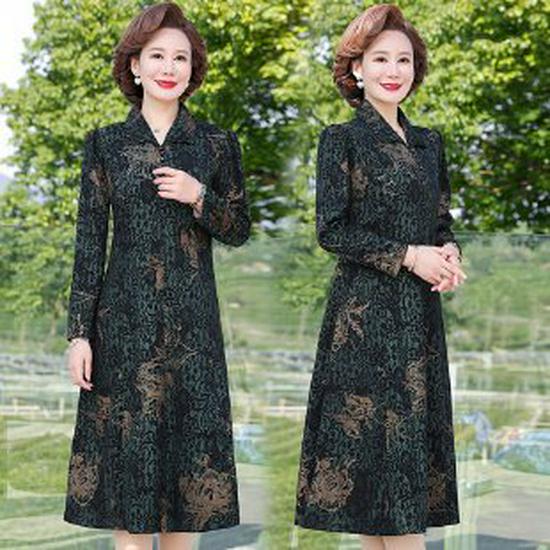 

Elegant Slimming Dress for Middle-Aged & Elderly Women - Spring/Autumn 2025 Plus Size Fashion 5XL