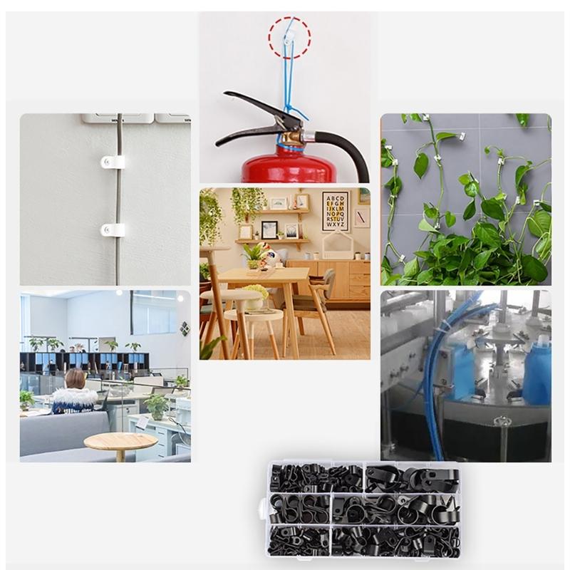 200Pcs Nylon Cable Clip Wire Clamp Mounting Cord Fasteners Nylon Cord Fastener Clips for Wire Management Enduring