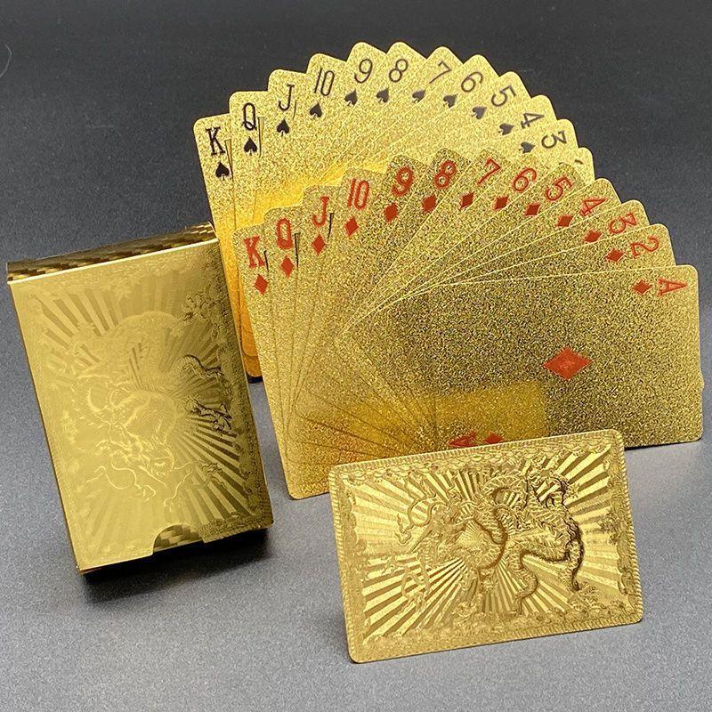 Goldfolien Poker PVC Spielkarten Wasserdicht Reißfest Verdickt Cool Gold Poker Karten Plastik Magische Karten Sammlerstücke
