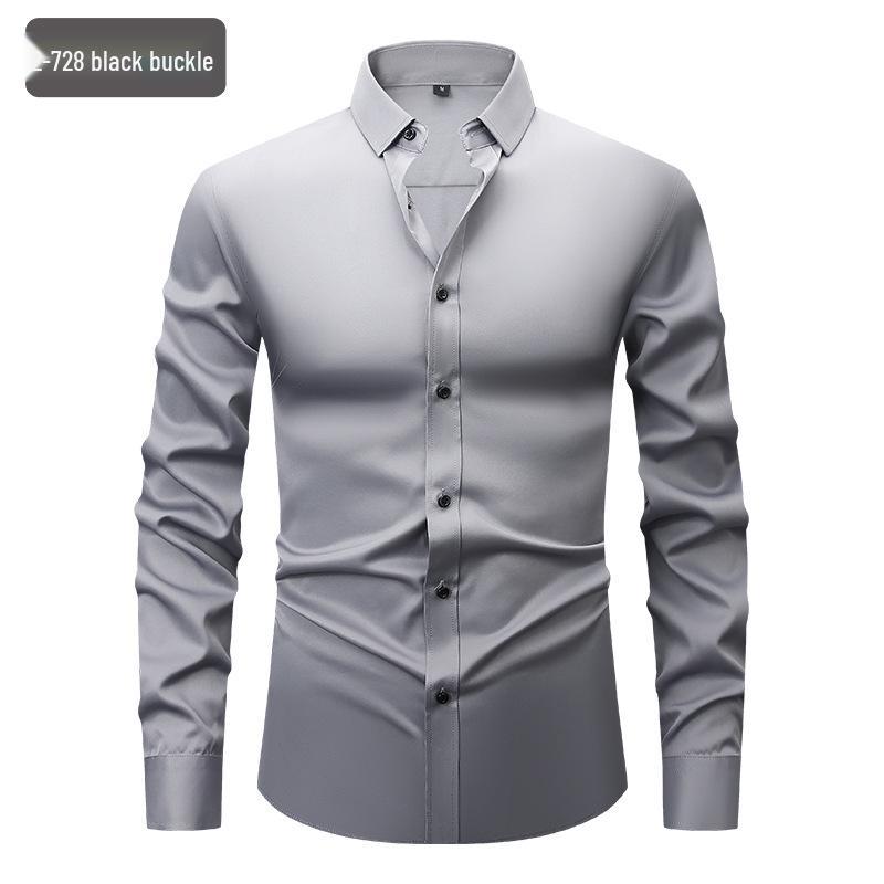 

Men s White Four-Way Stretch Wrinkle-Resistant Long Sleeve Shirt - Formal and Casual Plus Size XL