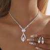 Bridal Jewelry Set Simple Zirconium Drop Pendant Rhinestone Necklace Earrings Two Wedding Dress Accessories