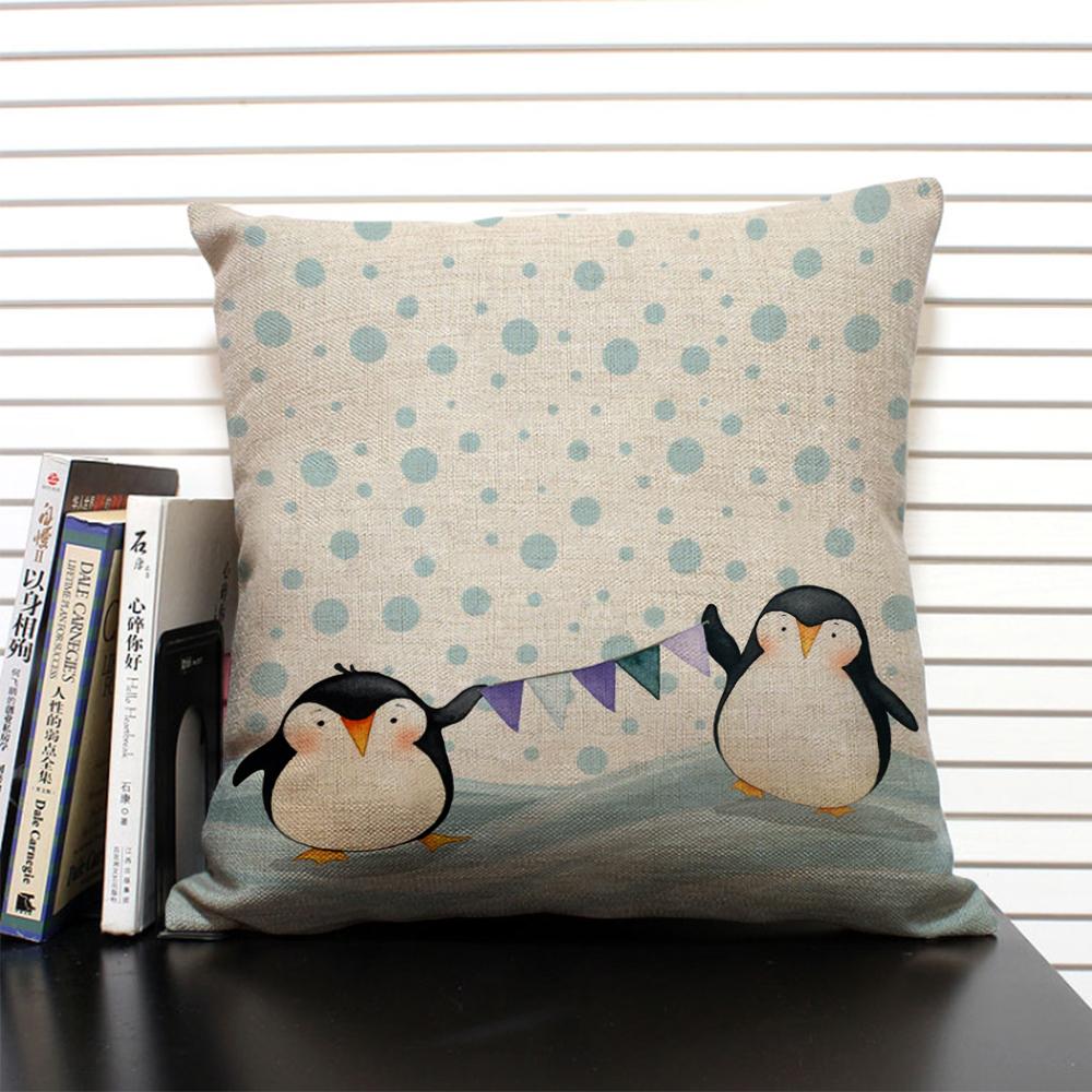 Cute Cartoon Animal Cushion Cover Funny Penguin Pillow Case Bedroom Living Room Sofa Decoration Pillowcase 45x45 Children's Gift