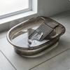Laundry Basin Thickened Washboard Ribbed Hand Wash Tub for Household Use White L
