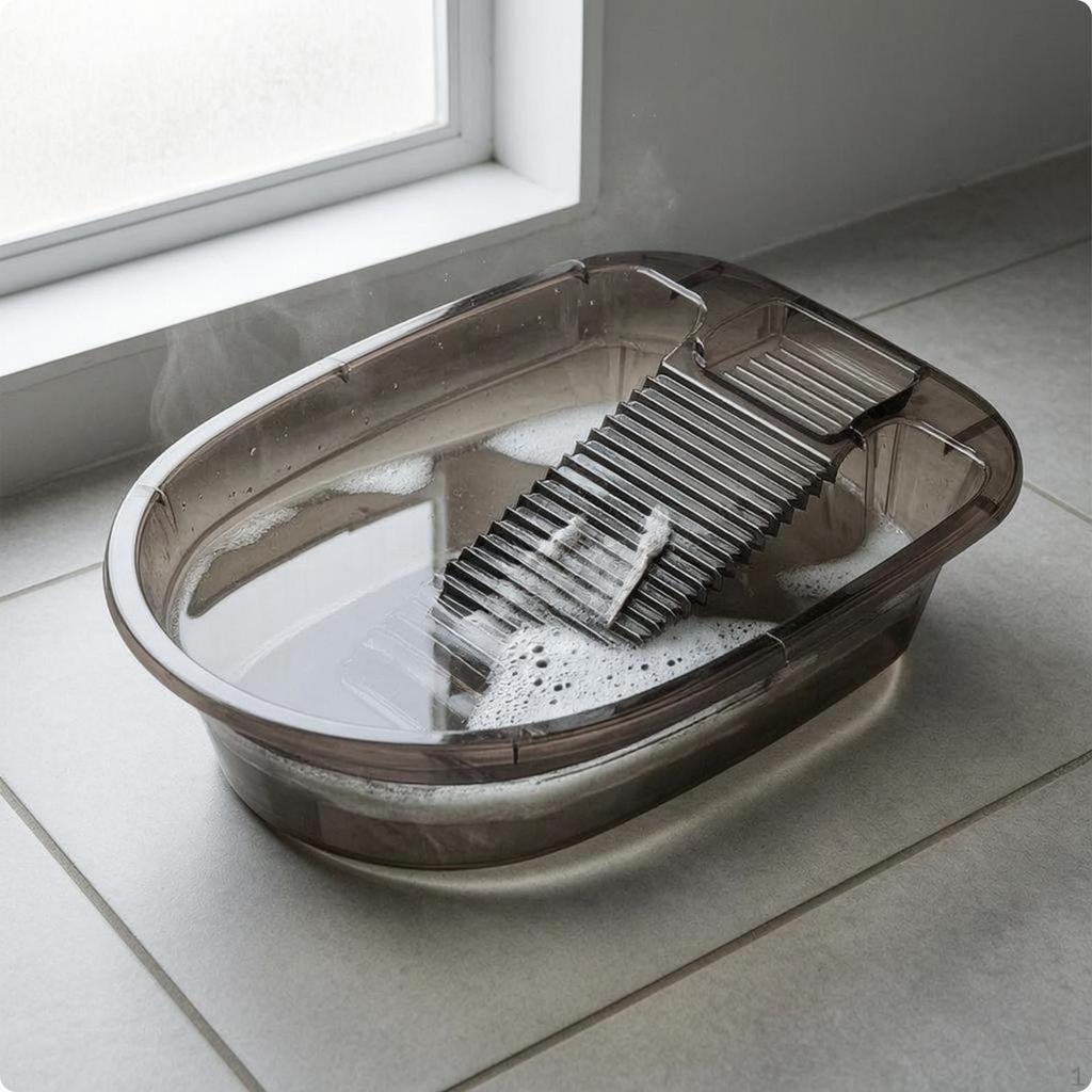 Laundry Basin Thickened Washboard Ribbed Hand Wash Tub for Household Use White L