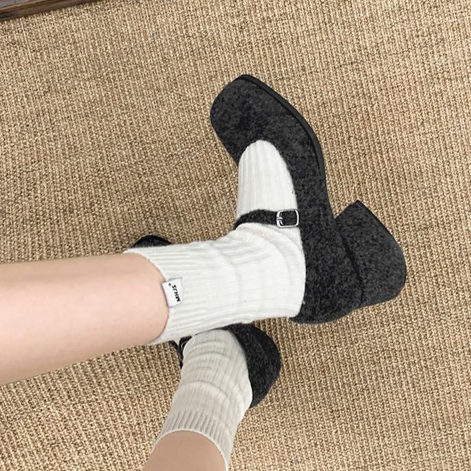 Fashion Temperament French Small Fragrant Style Thick Heel Thick-soled Fluffy Shoes Women's 2025 New Winter Height Increase Mary Jane Single Shoes