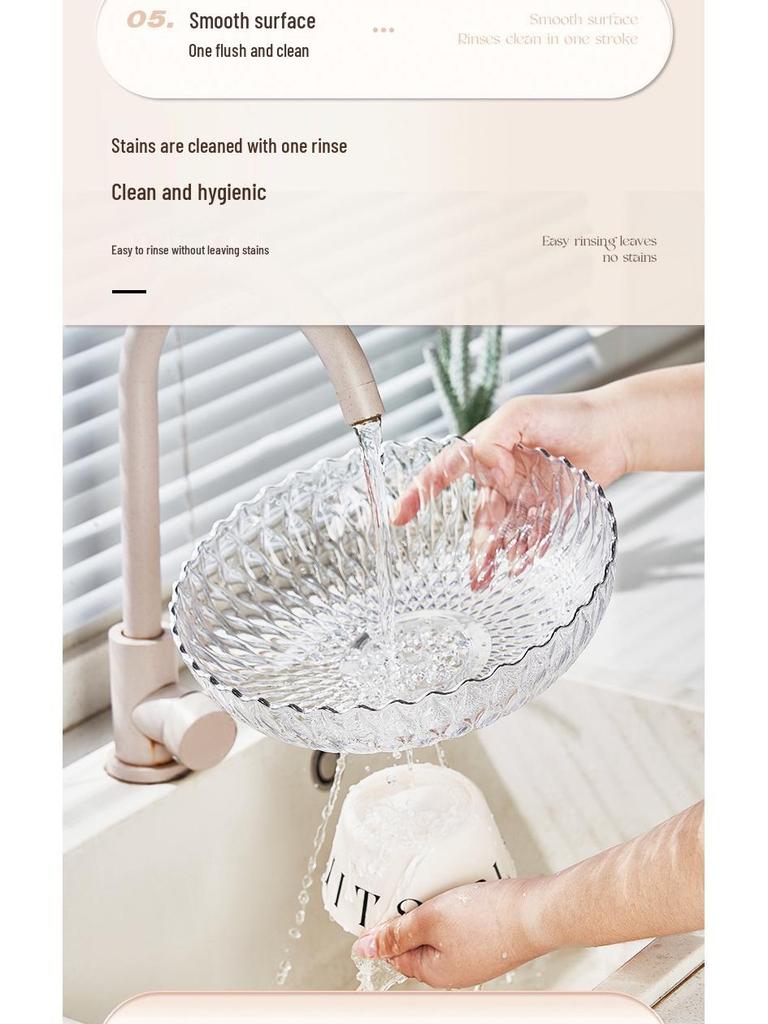 Elegant High-Footed Fruit Basket and Snack Plate with Large Capacity - Cream Style