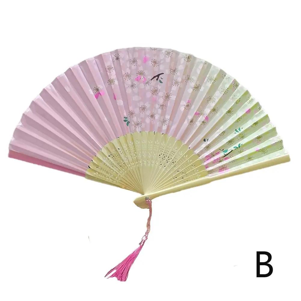 Chinese Style Folding Fan Classical Dance Fan Japanese Quality Home Tassel Male Crafts High Photo Decor Art Props Portable S9U2
