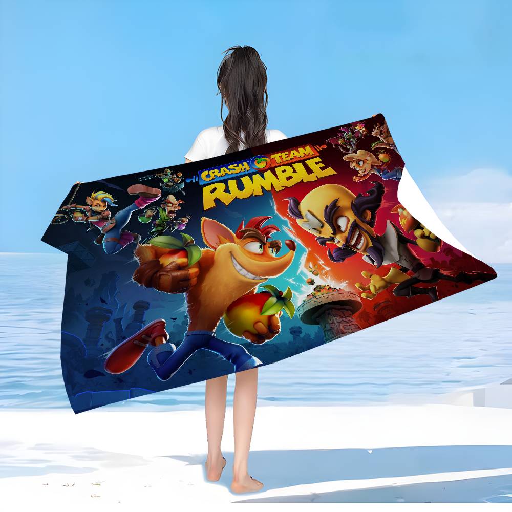 Game Crash-Bandicoot Microfiber Blanket Quick Drying Beach Towels Oversized Printing Super Absorbent Pool Towel Blanket