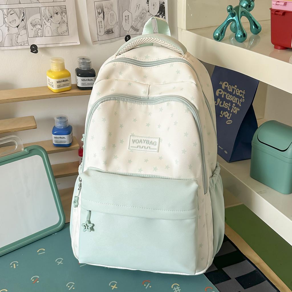 Schoolbag Mori student schoolbag female contrasting color high value campus backpack large capacity star printing fashion backpack