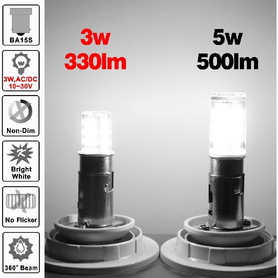 12 Volt BA15S Led Bulbs,1156 1141 6000k Daylight White,DC Bayonet Single Contact Base,AC10-24V DC10-30volt Low Voltage BA15S Bulb for Landscape RV