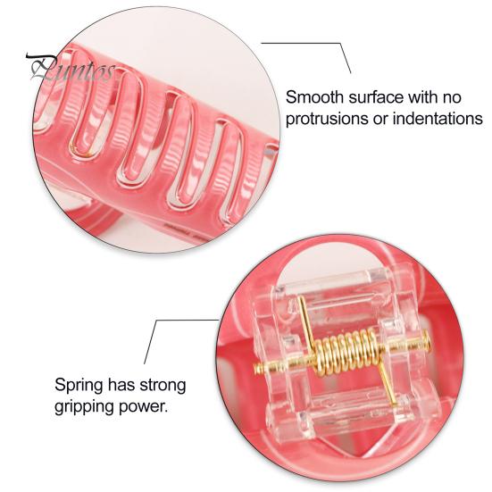 Scissors Rulers Design Hair Claw Thick Built-in Spring Claw, Transparent Soft Acrylic Shower with Office Accessories Curved Anti-Slip Teeth,