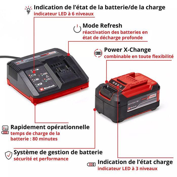 Einhell starter kit 5,2 ah pxc (lithium-ion, 18v, 1 chargeur + 1 batteries 5,2 ah)