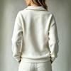 Fleece pullover zipper sweater loose casual solid color long sleeve women's top autumn and winter