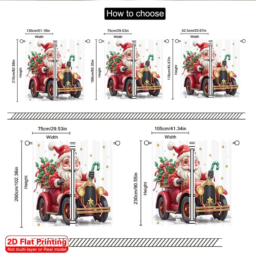 2pcs 2D flat printing Merry Christmas Party Curtains Christmas Gnome Car Gifts 100% Polyester Without Electricity Festive