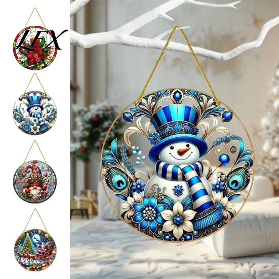 Acrylic Hanging Decorations Christmas Tree Ornaments, Festive Pendants with Lanyard for Holiday Ornaments Party Home Decoration, Indoor Scene