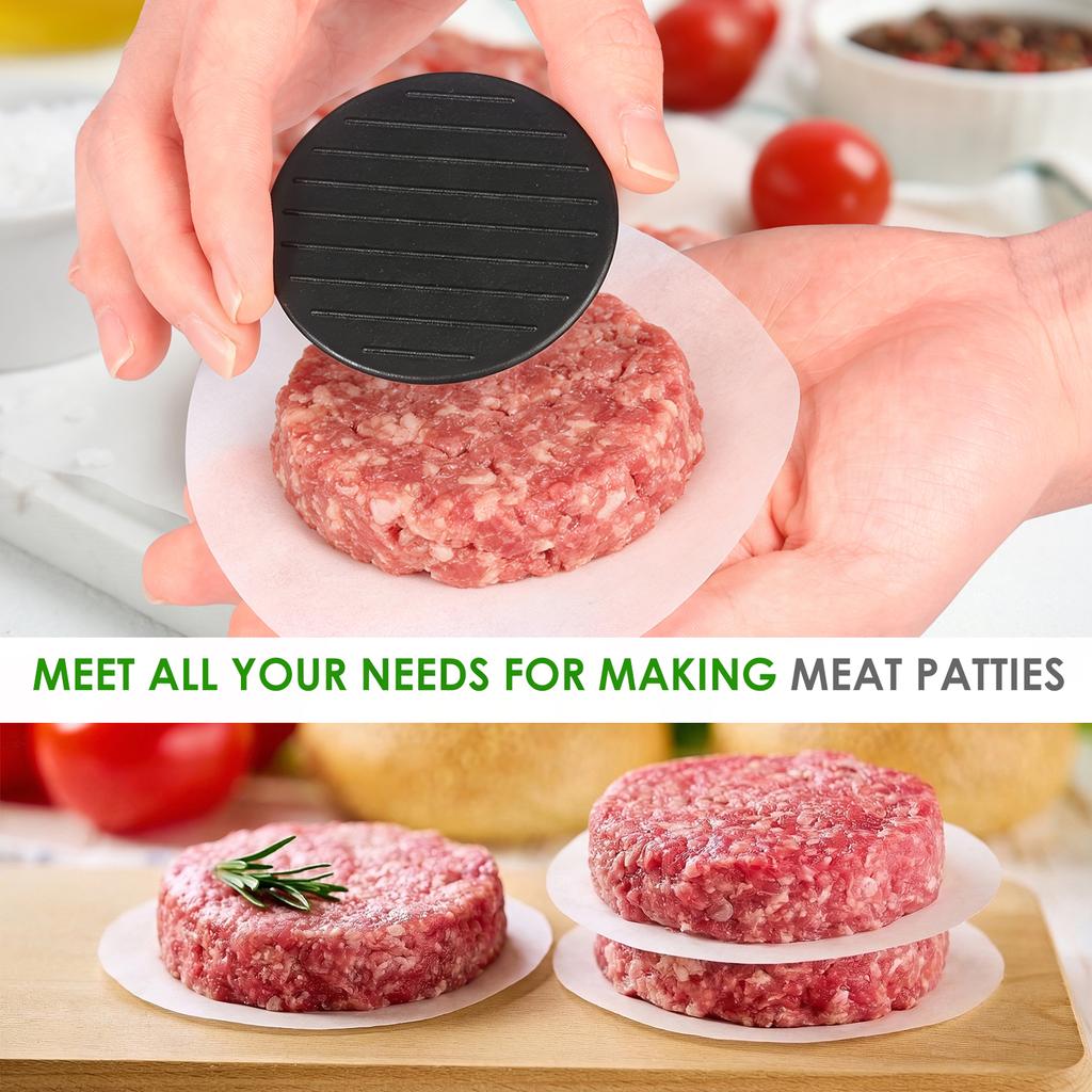 Hamburgerfleischpresse 3-in-1 Hamburgerpresse Patty-Hersteller mit 100 Stück Patty-Papier Abnehmbare Antihaft-Burgerform für die Küche