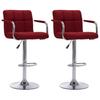 Bar Stool Set 2 Pcs Wine Red Fabric