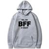 BFF Printed Hoodie Autumn Winter Women Men Casual Loose Simple Fashion Comfortable O-Neck Long Sleeve Fleece Sweatshirts
