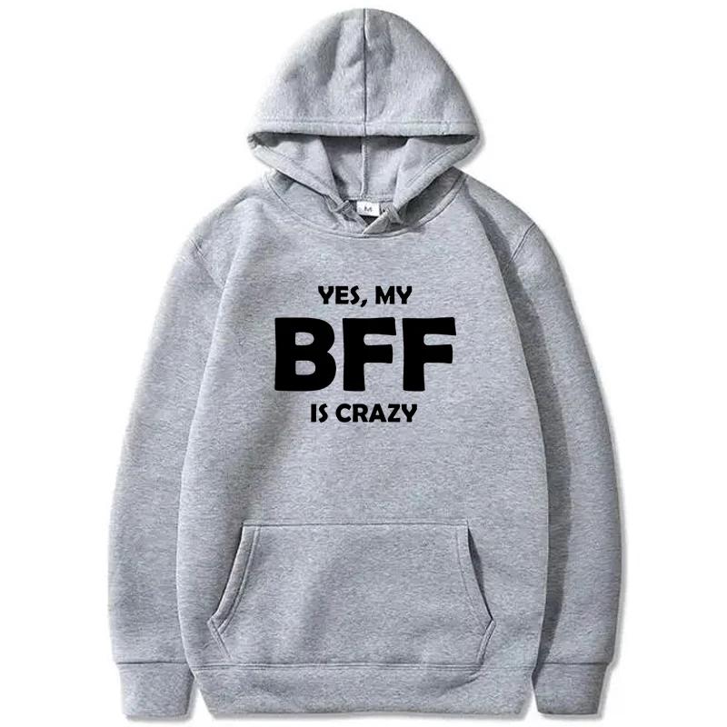 BFF Printed Hoodie Autumn Winter Women Men Casual Loose Simple Fashion Comfortable O-Neck Long Sleeve Fleece Sweatshirts