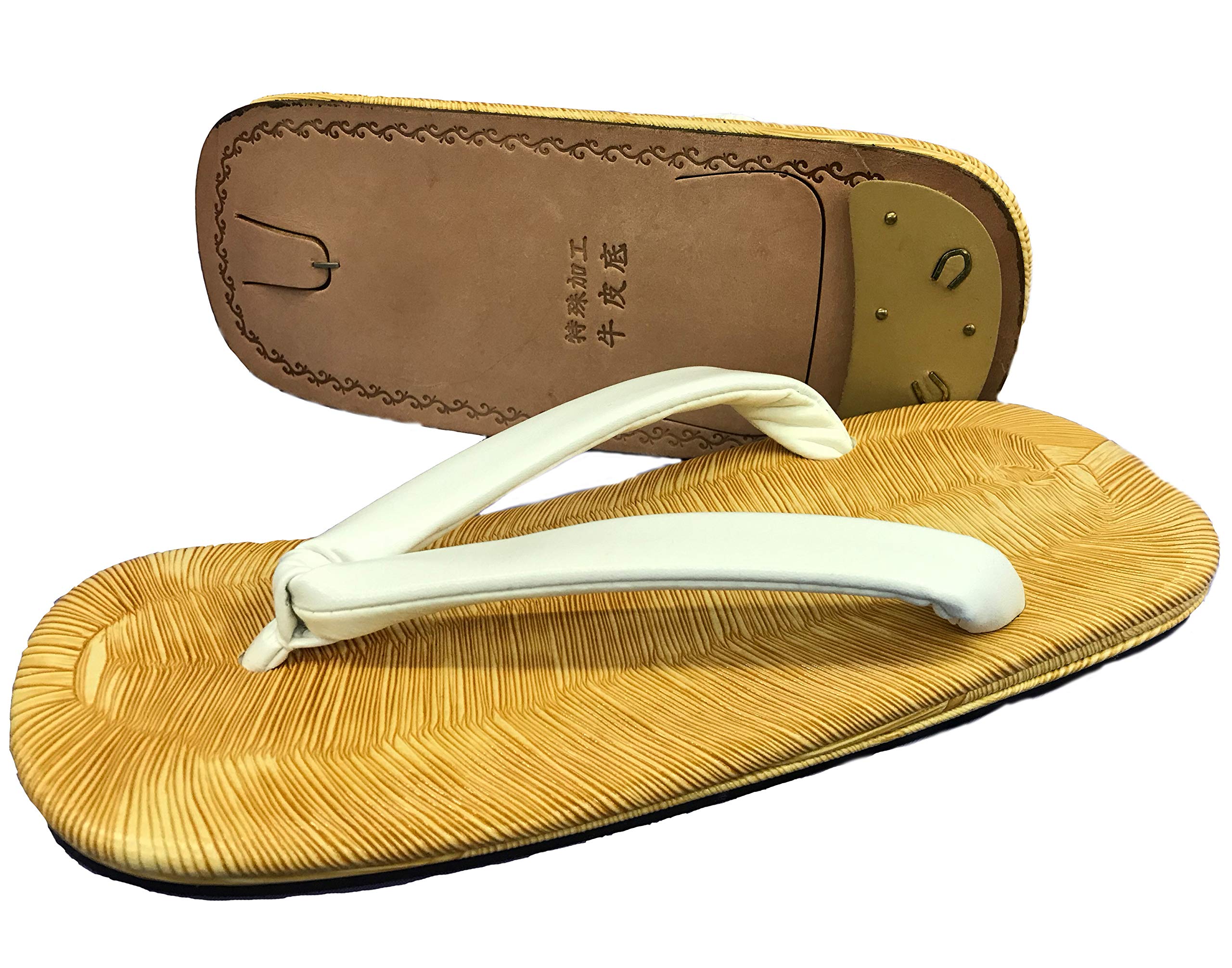 

Geta Sandals with Genuine Leather Soles and Straps, Made in Japan (L (26-27cm))