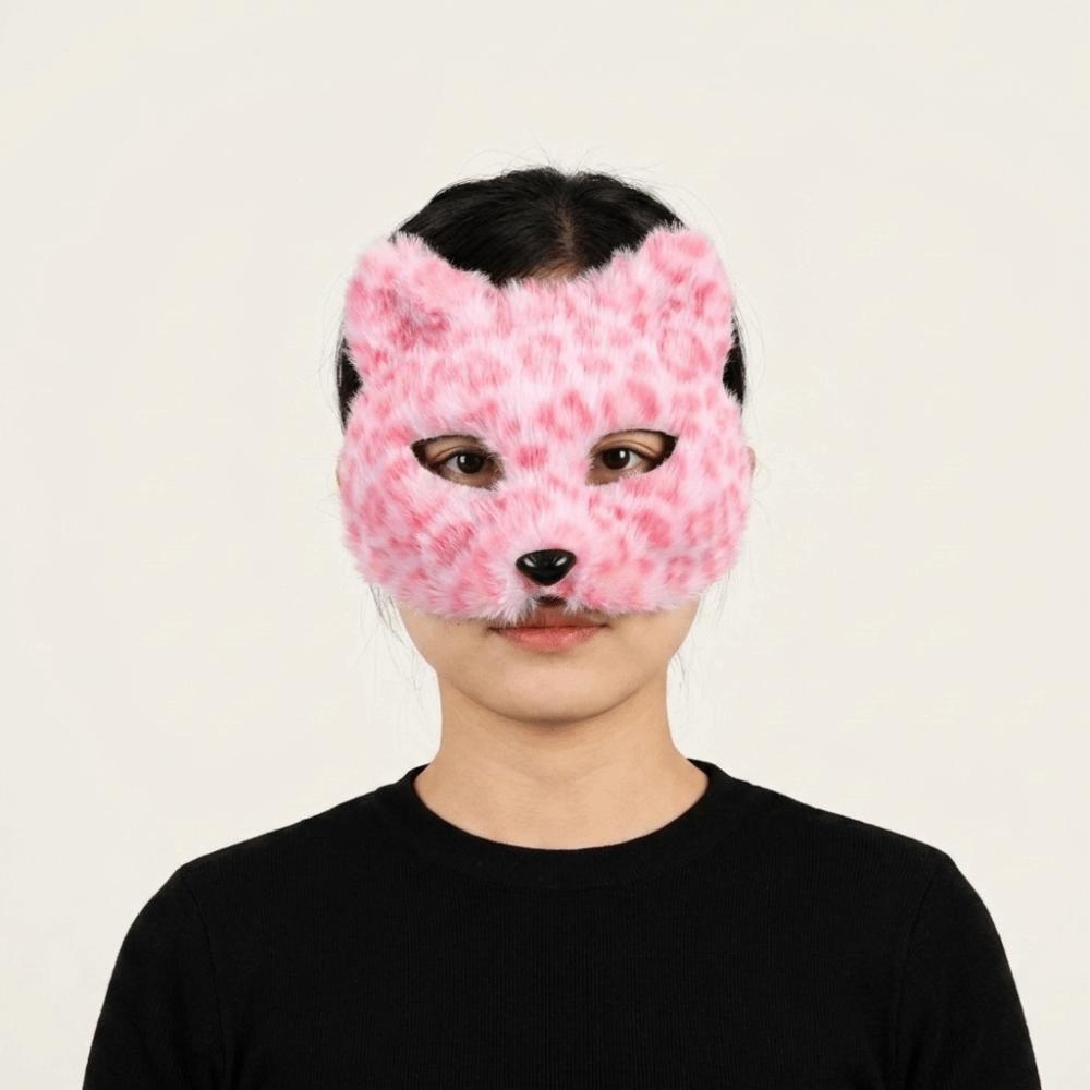 Cartoon Cat Plush Mask Realistic Masquerade Mask Simple Halloween Plush Mask Carnival Party