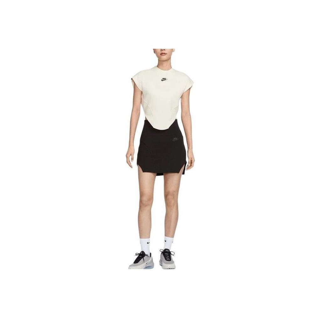 New Nike Sportswear Tech Fleece Women'ss Sleeveless T-shirt 'Ivory/black' FQ1851-110
