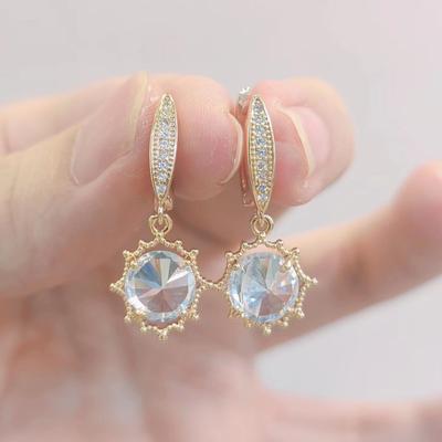 Women's Crystal Drop Earrings Gold Color Geometric Zircon Earring Fashion Party Jewelry Accessories