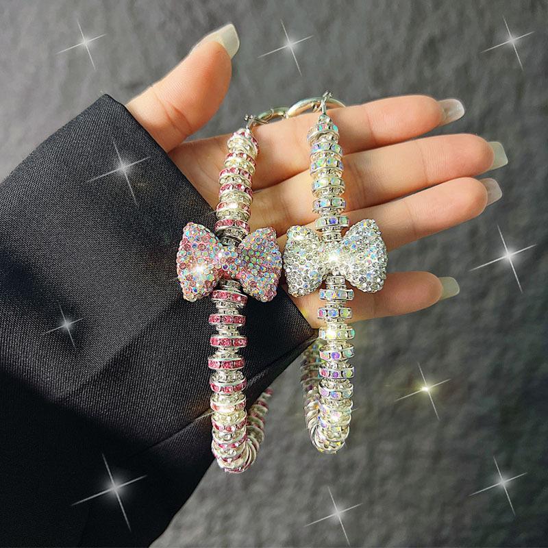 Luxurious High-End Rhinestone Bowknot Phone Chain Clip Rhinestone Ring Handheld Phone Chain Wrist Short Lanyard Pendant