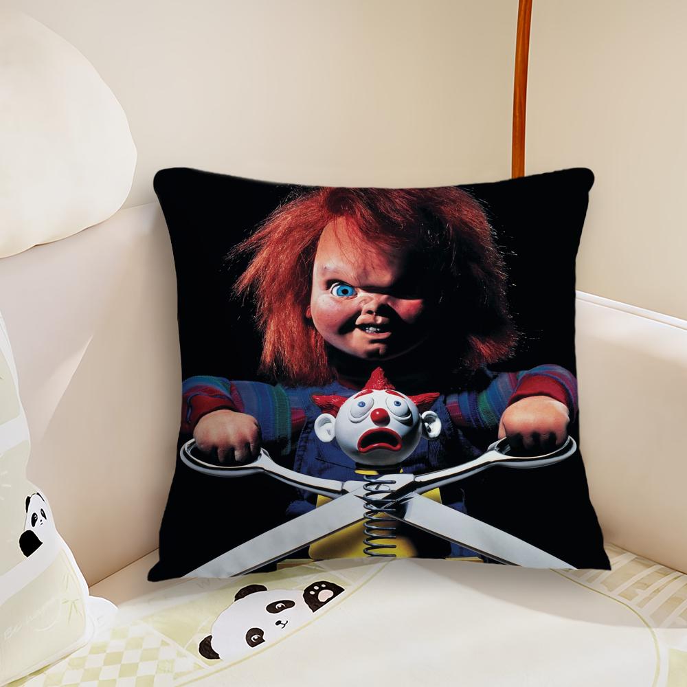 Movie Chucky Childs Play Cushion Cover Pillow Case Plush Fabric Soft Double Sided Print Sofa Cushion Cover Throw Pillow Covers