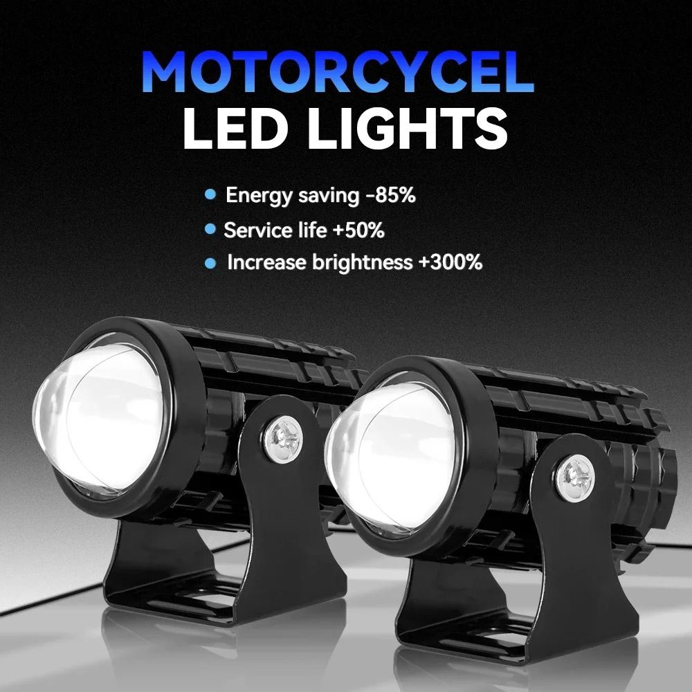 2Pcs Fisheye Lens Motorcycle Mini Driving Light LED Headlight Projector  Car Additional Lights