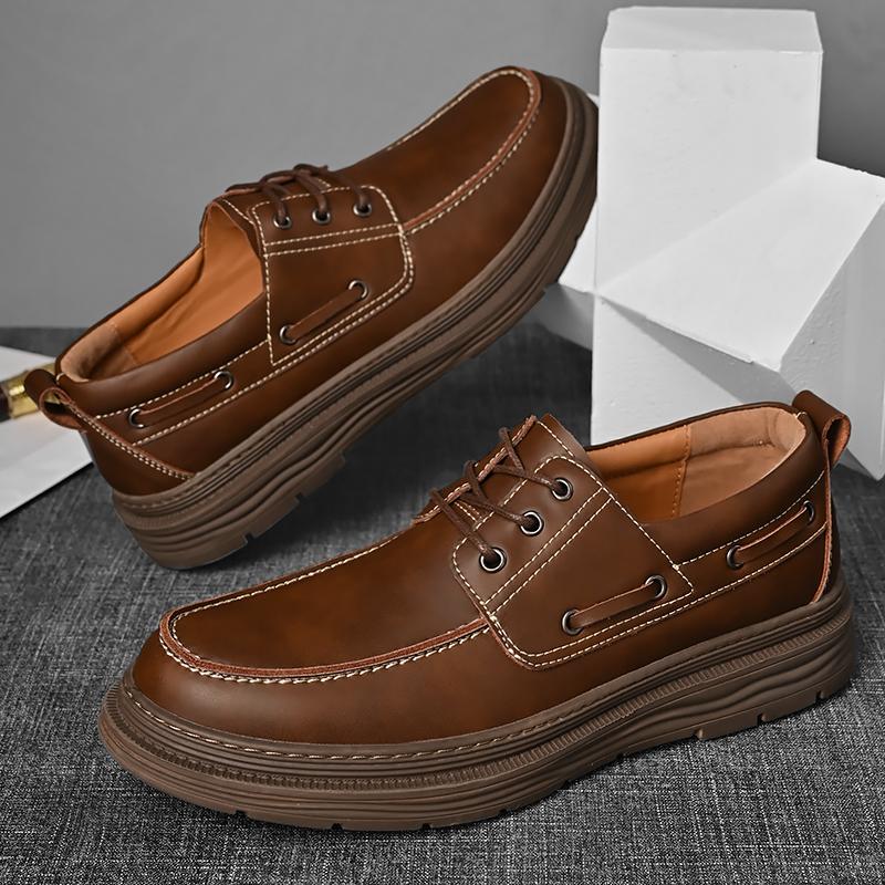Elegant Men Social Casual Shoes Thick Bottom Loafers For Men Driving Moccasins Comfortable Lace Up Wedding Shoes Big Size 38-46