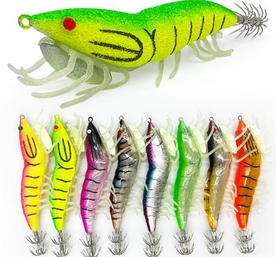 Artificial Shrimp With Rings Bead Cuttlefish Hook  Glow Squid Jigs Glow Jigs Hook