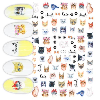 1 Sheet Cute Cat and Mouse  3D Nail Stickers Decals Waterproof DIY Nail Art Decoration
