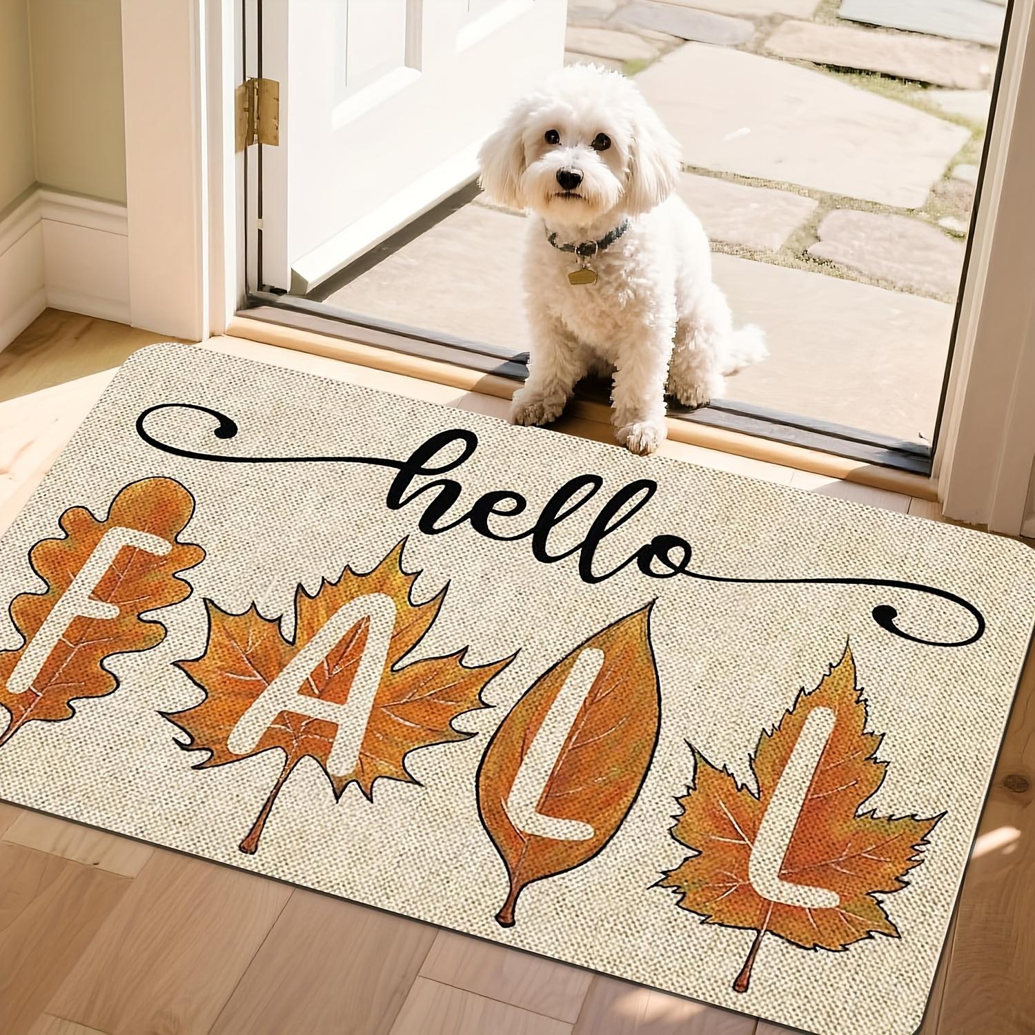 

1 шт. Коврик для пола с рисунком осеннего кленового листа, Современный кухонный полиэстеровый коврик, Нескользящий красочный ковер для помещений, Для декора дома, ванной комнаты, спальни, гостиной 40*60cm