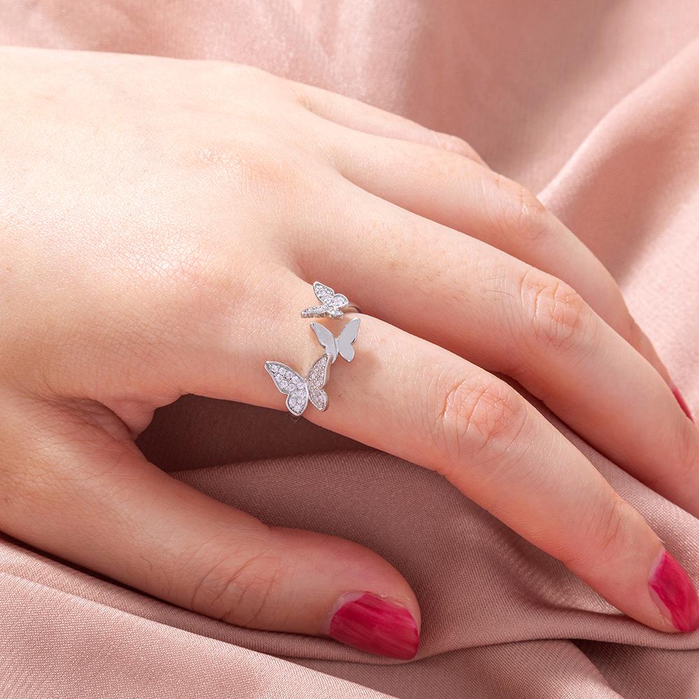 Trendy European & American Adjustable Zircon Rectangle Gemstone Ring for Women