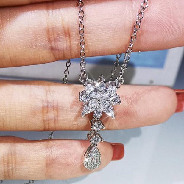 Jewelry Necklace Zircon Set Bridal Woman Set Chain Zircon Necklace Super Flash Natural