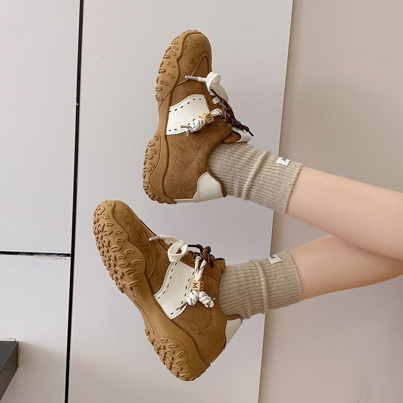 Dexun Shoes Women's 6cm Inner Height Increase Platform Mandarin Duck Shoelaces Sports and Leisure Shoes Four Seasons Forrest Gump Shoes