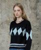 LARTIGENT L13 Argyle V-Neck Knit(Black)