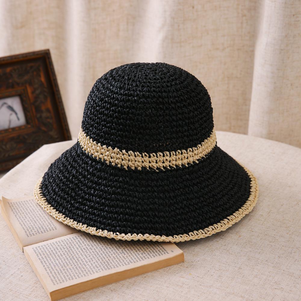 

Літні капелюхи для жінок сонцезахисний капелюх з широкими полями складаний капелюх-відро капелюх рибалки сонцезахисні пляжні аксесуари сонцезахисний капелюх новий для подорожей 56-58cm чорний