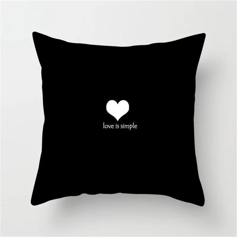 Black and White Geometric Simple High-end Space Pillowcase Patchwork Cushion Cover Striped Letter Pillowcase Home Decoration