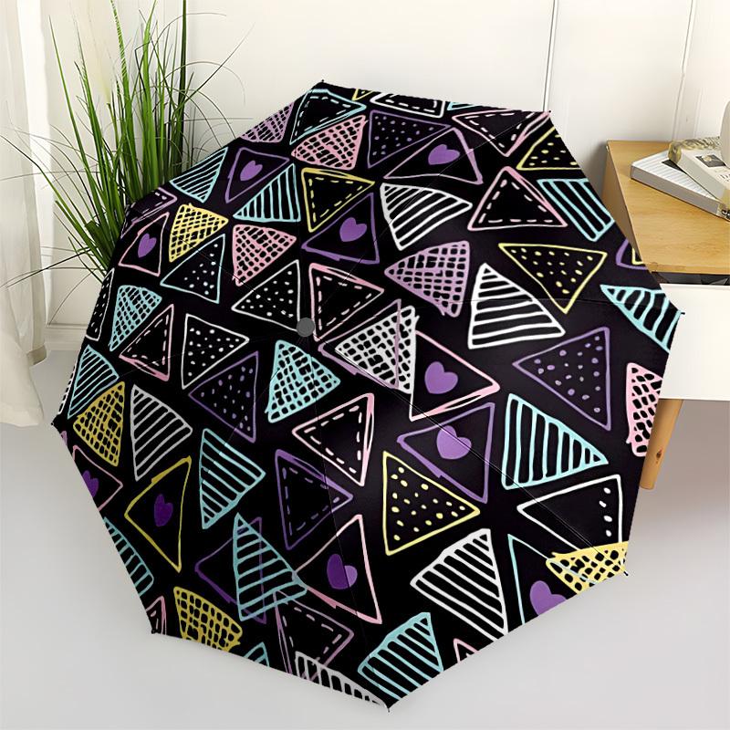 

1pc Geometric Patterns Automatic Cute Umbrella 8-Bone Design Compact Gear for Outdoor Travel, Perfect Holiday Gift yy251230027